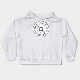 Zodiac Wheel with Sun Kids Hoodie